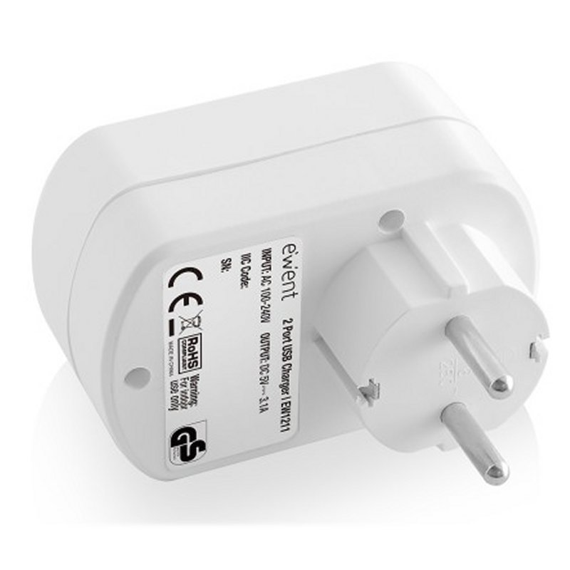 EWENT EW1211 Cargador 2 puertos usb 3.1A - Imagen 2