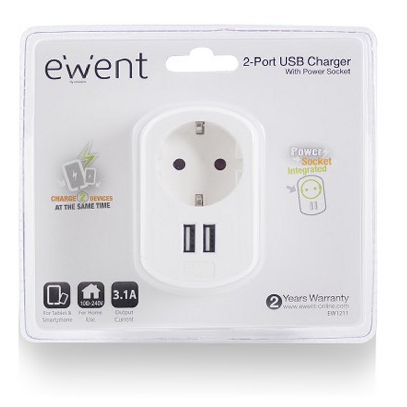 EWENT EW1211 Cargador 2 puertos usb 3.1A - Imagen 4