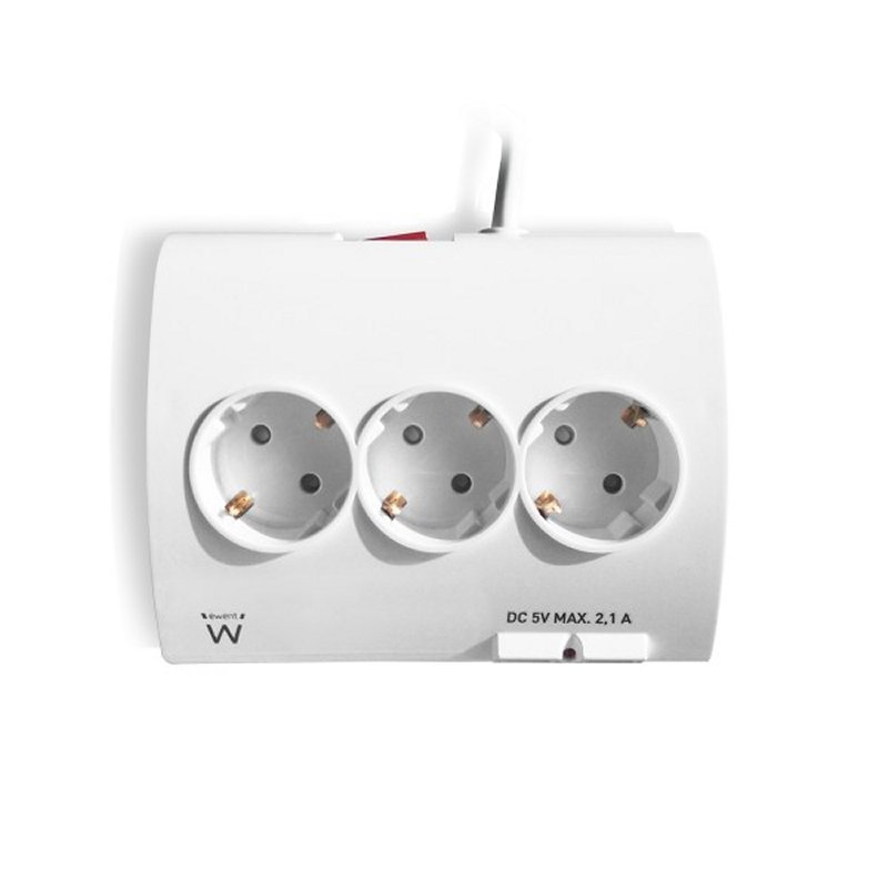 EWENT EW3935 Regleta 5 Schuko + 2 usb 2.1A - Imagen 3