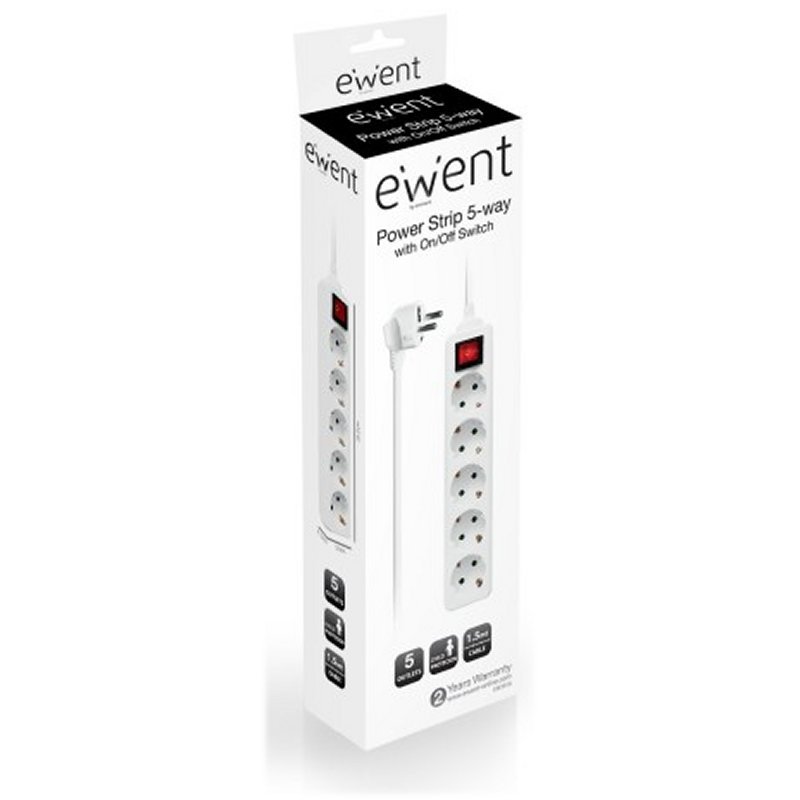 EWENT EW3916 Regleta 5 Tomas / 1 interruptor 1.5m - Imagen 4