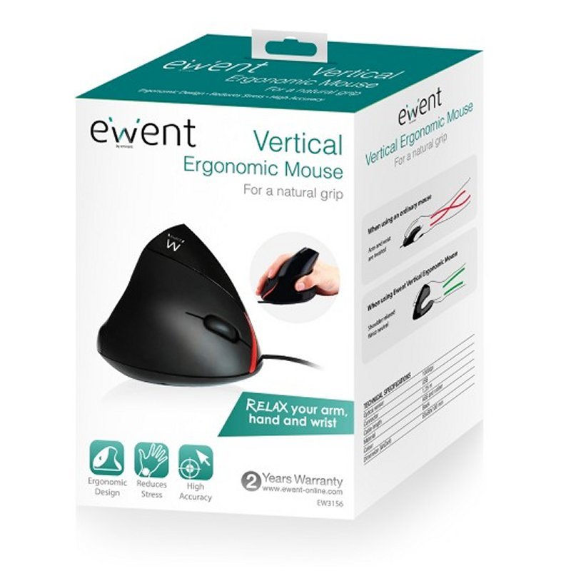 EWENT EW3156 Raton Ergonómico USB Negro - Imagen 4