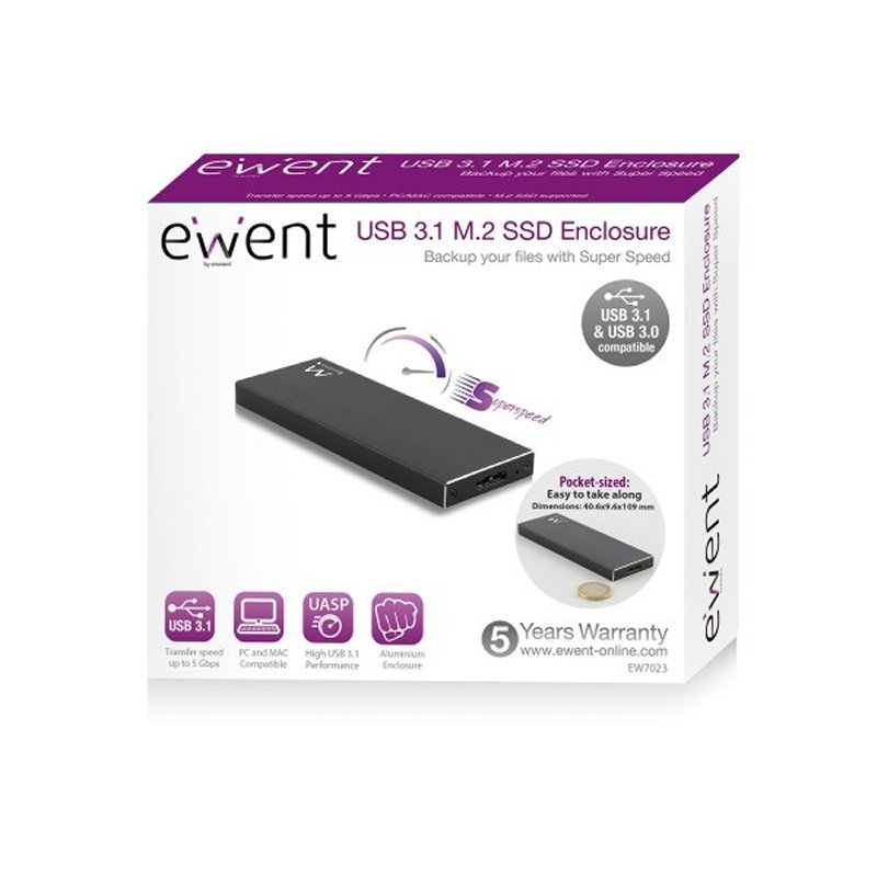 Ewent EW7023 Caja externa SSD M2 USB 3.1 Aluminio - Imagen 3