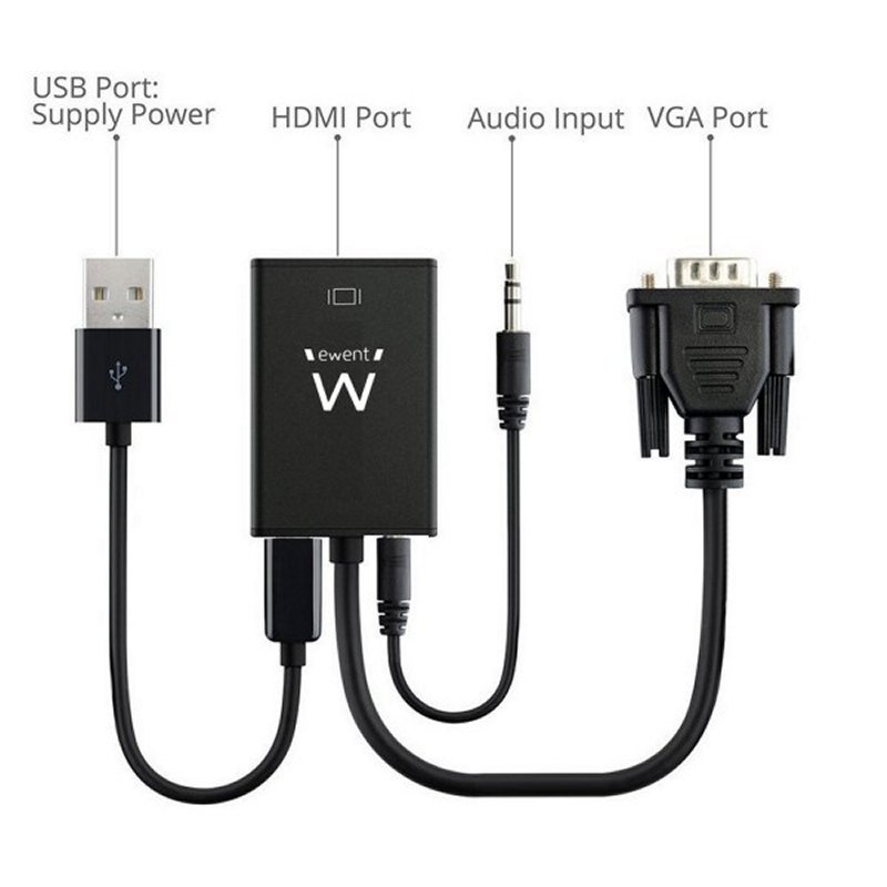 Adaptador VGA a HDMI con Audio EWENT EW9866 - Imagen 2