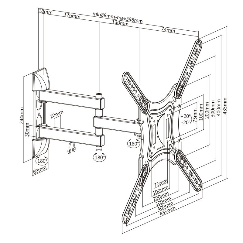 TooQ Soporte tv incli/gira 23" a 55" 3 pivotes - Imagen 2
