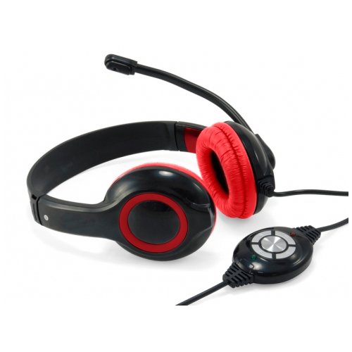 Headset Conceptronic CHATSTAR2U2R USB Micrófono FLEXIBLE CONTROL DE VOLUMEN COLOR NEGRO / ROJO CCHATSTARU2R