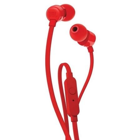 Auriculares Intrauditivos JBL T110 RED - PURE BASS - Drivers 9MM - CABLE PLANO - FUNC. Manos Libres