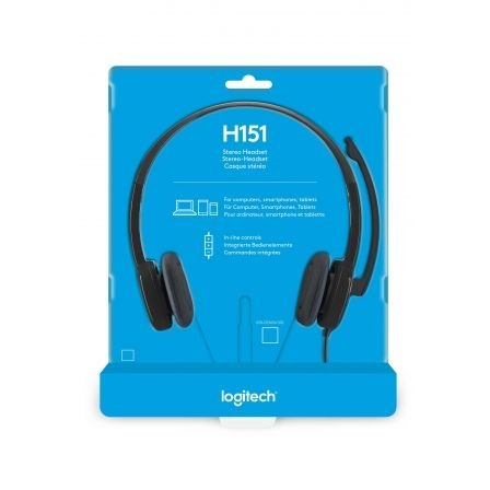 Auriculares DIADEMA con Micrófono Logitech H151 - CONTROLES INTEGRADOS EN CABLE - CABLE 1.8M - JACK 3.5MM - Imagen 4