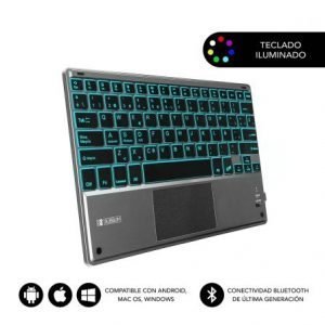 Teclado Bluetooth Subblim SMBT51 CON TOUCHPAD SMART BLACKLIT GREY - BT 3.0 - TECLAS ILUMINADAS - BATERÍA 420MAH - COMPATIBLE MULTIDISPOSITIVO