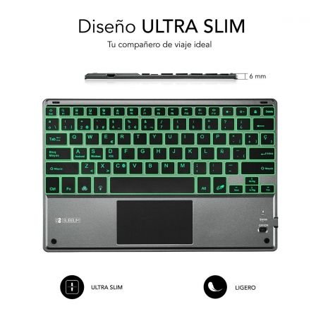 Teclado Bluetooth Subblim SMBT51 CON TOUCHPAD SMART BLACKLIT GREY - BT 3.0 - TECLAS ILUMINADAS - BATERÍA 420MAH - COMPATIBLE MULTIDISPOSITIVO - Imagen 3