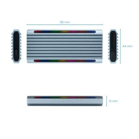 Tooq Caja Externa SSD M.2 NGFF/NVMe USB-A Gris - Imagen 2