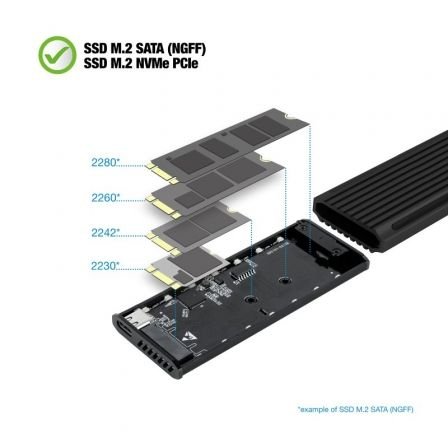 Tooq Caja Externa SSD M.2 NGFF/NVMe USB-C Negro - Imagen 3