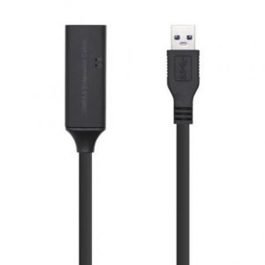 Cable Alargador USB 3.0 con amplificador Aisens A105-0407/ USB Macho - USB Hembra/ 5m/ Negro