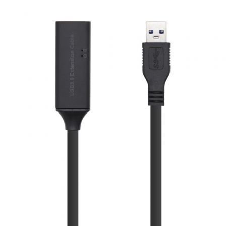 Cable Alargador USB 3.0 con amplificador Aisens A105-0407/ USB Macho - USB Hembra/ 5m/ Negro
