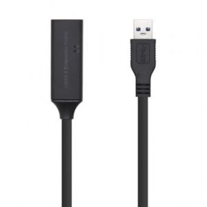 Cable Alargador USB 3.0 con amplificador Aisens A105-0408/ USB Macho - USB Hembra/ 10m/ Negro