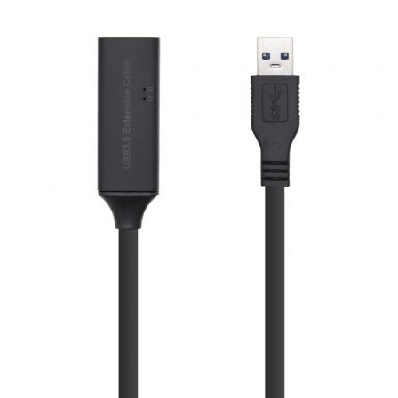 Cable Alargador USB 3.0 con amplificador Aisens A105-0408/ USB Macho - USB Hembra/ 10m/ Negro