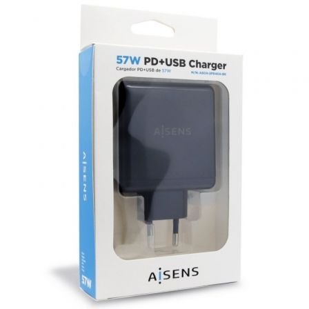 Cargador de Pared Aisens ASCH-2PD45A-BK/ 1xUSB Tipo-C/ 1x USB/ 57W - Imagen 3