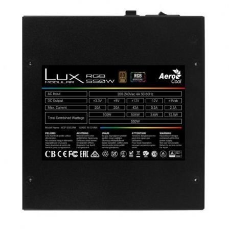 Aerocool LUX RGB 550M/ 550W/ Ventilador 12cm/ 80 Plus Bronze - Imagen 3