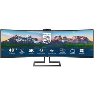 Profesional Ultrapanorámico Curvo Philips 499P9H 48.8"/ Dual QHD/ Webcam/ Multimedia/ Negro