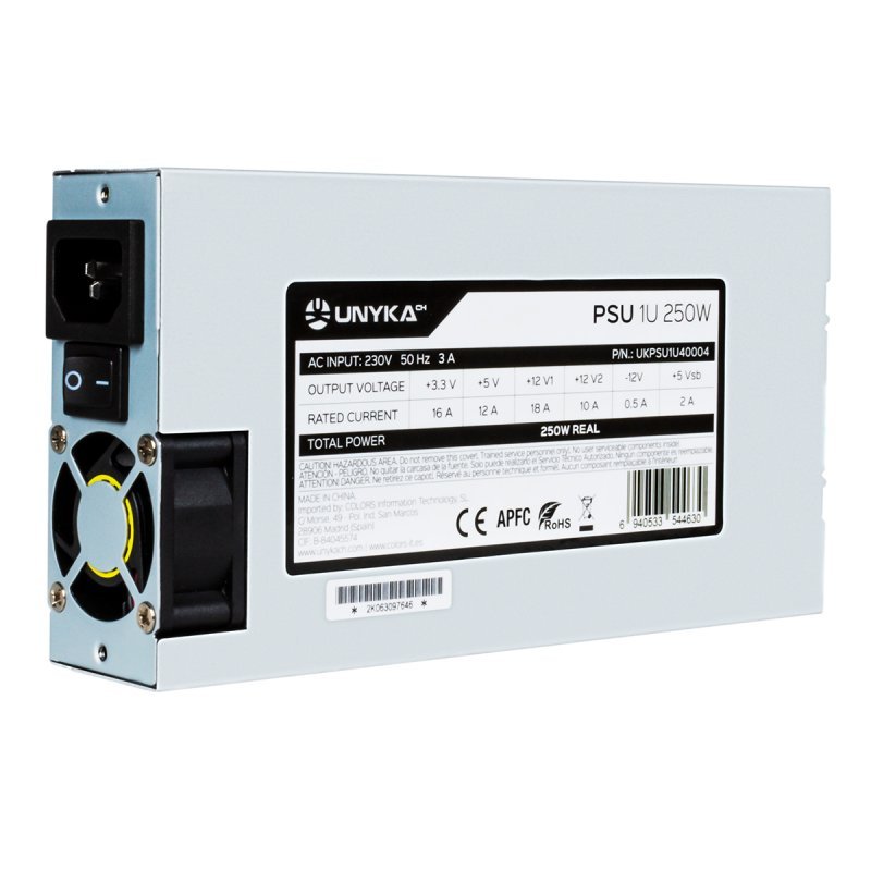 F.A. para Servidor UNYKAch FLEX 1U 250W APFC ACTIVO VENTILADOR 40mm FUENTE DESTINADA A REPARACIONES
