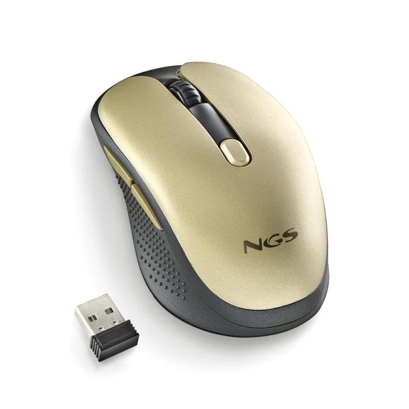 NGS Raton Inalambrico Recargable Silencioso Dorado - Imagen 3