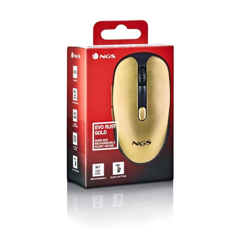 NGS Raton Inalambrico Recargable Silencioso Dorado - Imagen 4