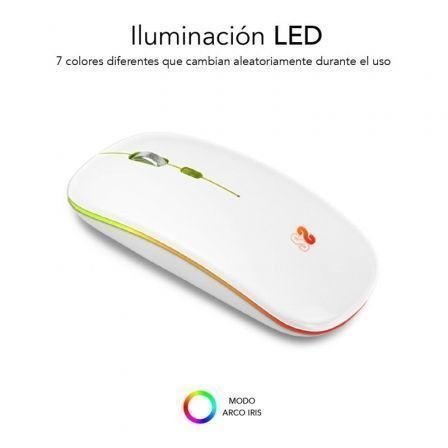 Ratón Inalámbrico por Bluetooth Subblim LED Dual Flat/ Batería recargable/ Hasta 1600 DPI/ Blanco - Imagen 2