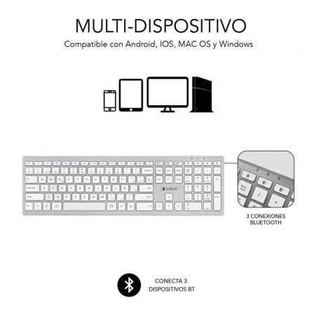 Teclado Inalámbrico por Bluetooth Subblim 2PUE200 Pure Extended/ Plata - Imagen 2