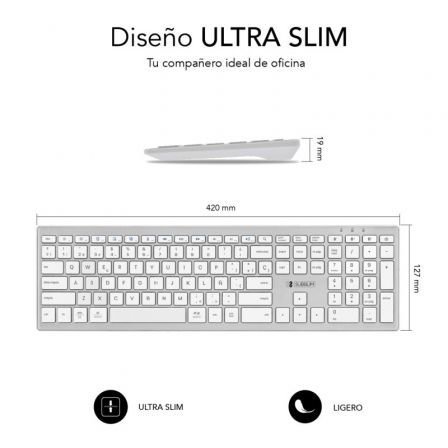 Teclado Inalámbrico por Bluetooth Subblim 2PUE200 Pure Extended/ Plata - Imagen 3