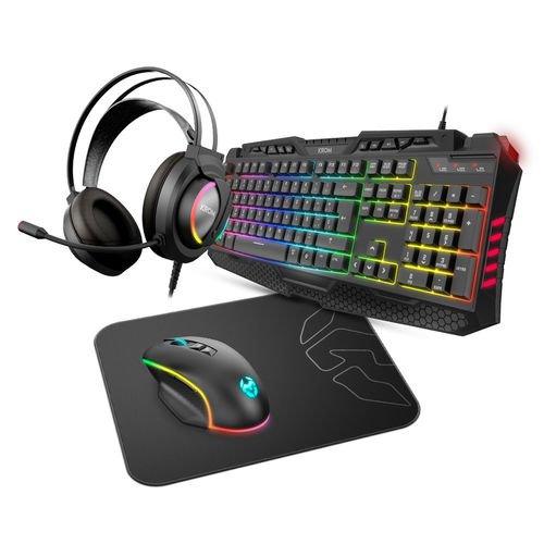 COMBO TECLADO/RATON/AURICULARES/ALFOMBRILLA KROM KRITIC GAMING USB RGB NEGRO