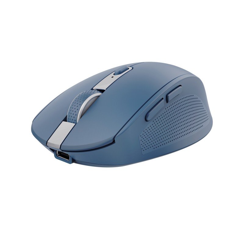 MOUSE TRUST WIRELESS Y BLUETOOTH OZAA 24934 AZUL RECARGABLE- SENSOR OPTICO - 6 BOTONES - 800/1600/3200DPI - RECEPTOR USB-A/USB-C