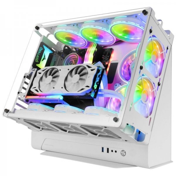 Mars Gaming MCB PC Custom - Capacidad XL - Soporte Refrigeracion Liquida - Estructura Modular Doble Camara - Hasta 10 Ventiladores - Color Blanco