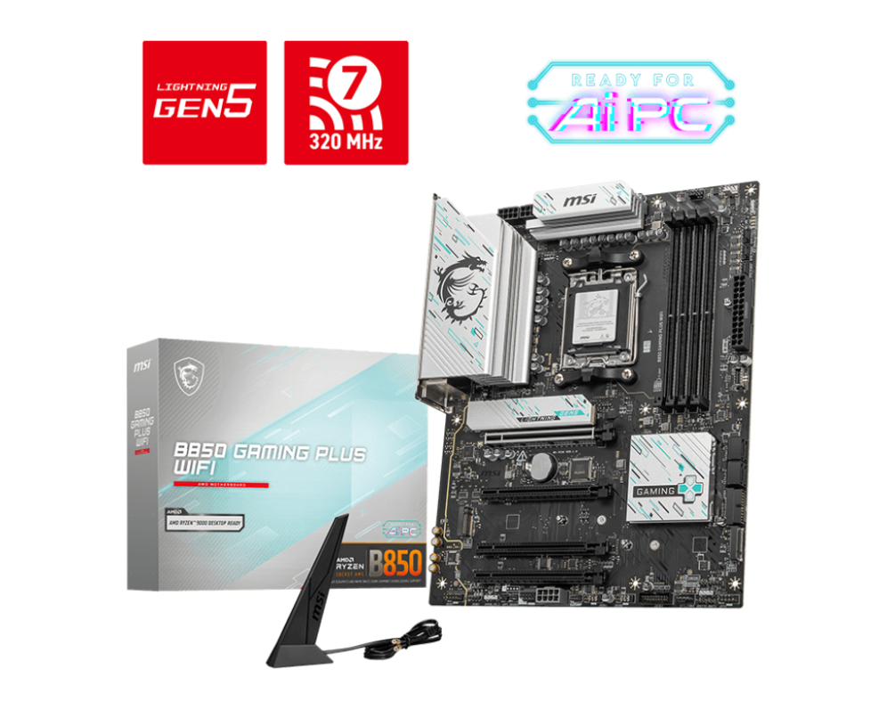 MSI B850 GAMING PLUS WIFI PCI-E x16 Gen5, M.2 Gen5
