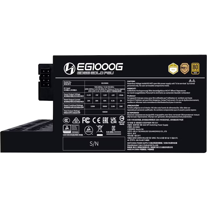 ATX LIAN LI EDGE GOLD 1000W BLACK+HU - Imagen 3