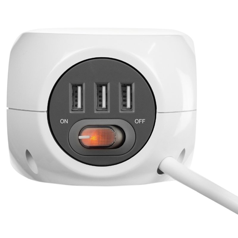 Ewent EW3939 REGLETA CUBO 3 TOMAS/3 USB BLANCO - Imagen 3