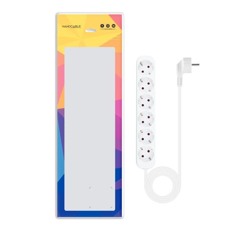 Nanocable Regleta de Enchufes 6 Tomas 1.4 m Blanco - Imagen 3