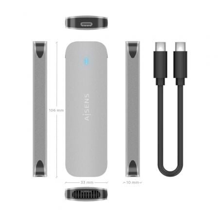 Caja Externa para Disco SSD M.2 NVMe Aisens ASM2-025SL/ USB 3.2/ Sin tornillos - Imagen 4