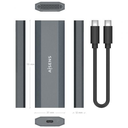 Caja Externa para Disco SSD M.2 NVMe Aisens ASM2-029GR/ USB 3.2/ Sin tornillos - Imagen 3