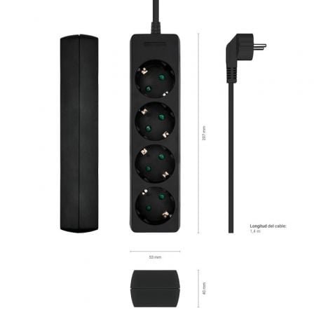 Regleta Aisens A154-0534/ 4 Tomas de Corriente/ Cable 1.4m/ Negro - Imagen 3