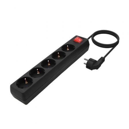 Regleta con Interruptor Aisens A154-0652/ 5 Tomas de Corriente/ Cable 1.4m/ Negro - Imagen 2