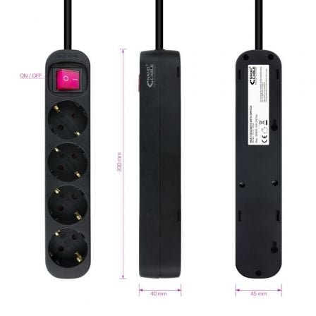 Nanocable Regleta 4 tomas con interruptor Negro - Imagen 3