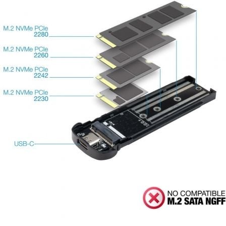 Caja Externa para Disco SSD M.2 NVMe TooQ TQE-2201BL/ USB 3.1 Gen2/ Sin tornillos - Imagen 4