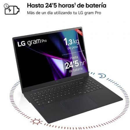 LG Gram Pro 16ZD90SP-A.AX78B Intel Core Ultra 7-155H/ 32GB/ 1TB SSD/ GeForce RTX 3050/ 16"/ Sin Sistema Operativo - Imagen 2