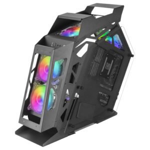 Mars Gaming Controladora Chroma ARGB - Medida en mm: 540x234x500 - Iluminacion Addressable RGB + 39 Modos de Luz - Doble Ventana Cristal Templado - Micro-ATX con Interior XL - Compatibilidad con Placas Base MicroATX/Mini-ITX - Color Negro