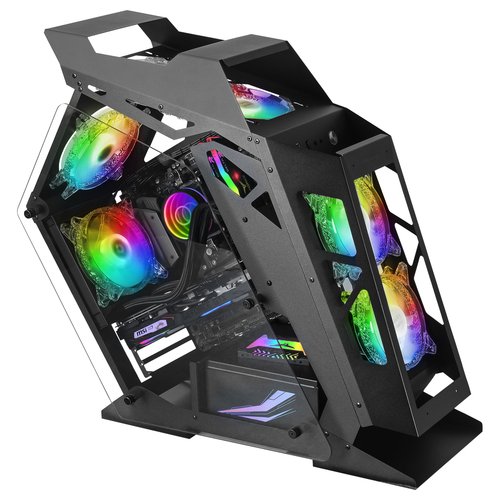 Mars Gaming Controladora Chroma ARGB - Medida en mm: 540x234x500 - Iluminacion Addressable RGB + 39 Modos de Luz - Doble Ventana Cristal Templado - Micro-ATX con Interior XL - Compatibilidad con Placas Base MicroATX/Mini-ITX - Color Negro - Imagen 3