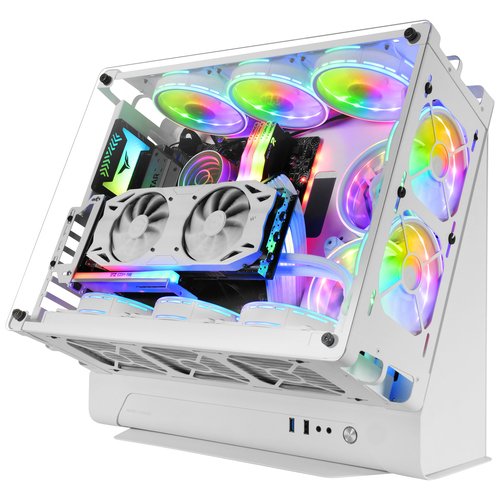 Mars Gaming MCB PC Custom - Capacidad XL - Soporte Refrigeracion Liquida - Estructura Modular Doble Camara - Hasta 10 Ventiladores - Color Blanco