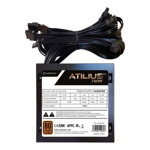 750W UNYKA ATILUS 2.0 80+ BRONZE 12CM ATX - Imagen 2