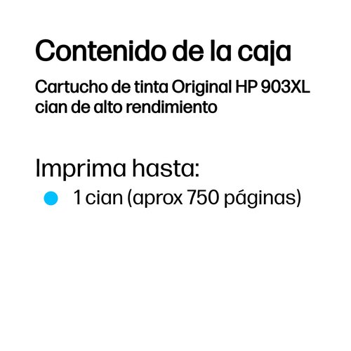 HP 903XL T6M03AE Cartucho Cyan Officejet Pro 6960 - Imagen 4