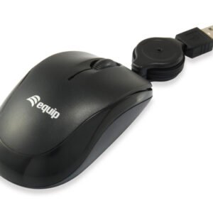 MOUSE EQUIP LIFE OPTICO 2 BOTONES USB CABLE RETRACTIL COLOR NEGRO 1000DPI