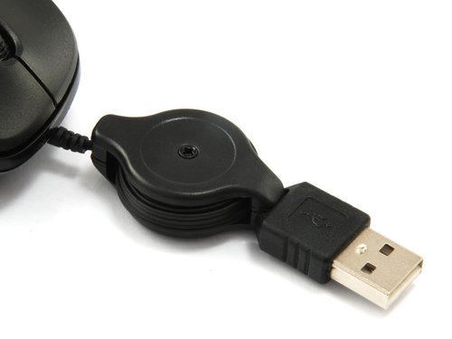 MOUSE EQUIP LIFE OPTICO 2 BOTONES USB CABLE RETRACTIL COLOR NEGRO 1000DPI - Imagen 2
