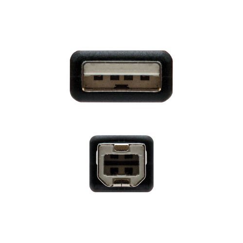 Cable USB Nano Cable USB 2.0 A/M - USB 2.0 B/M 1.8M Negro Impresora - Imagen 3